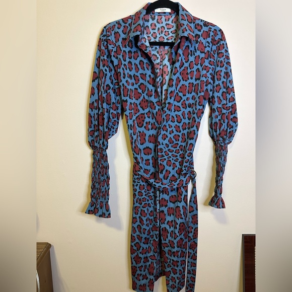 Cheetah print long sleeve button down dress - Picture 2 of 7